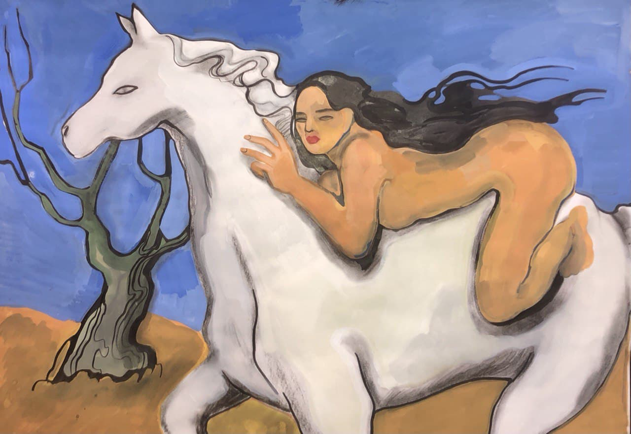 Дарика Бакеева (Картина, живопись - 
                  80 x 60 см) Белая лошадь