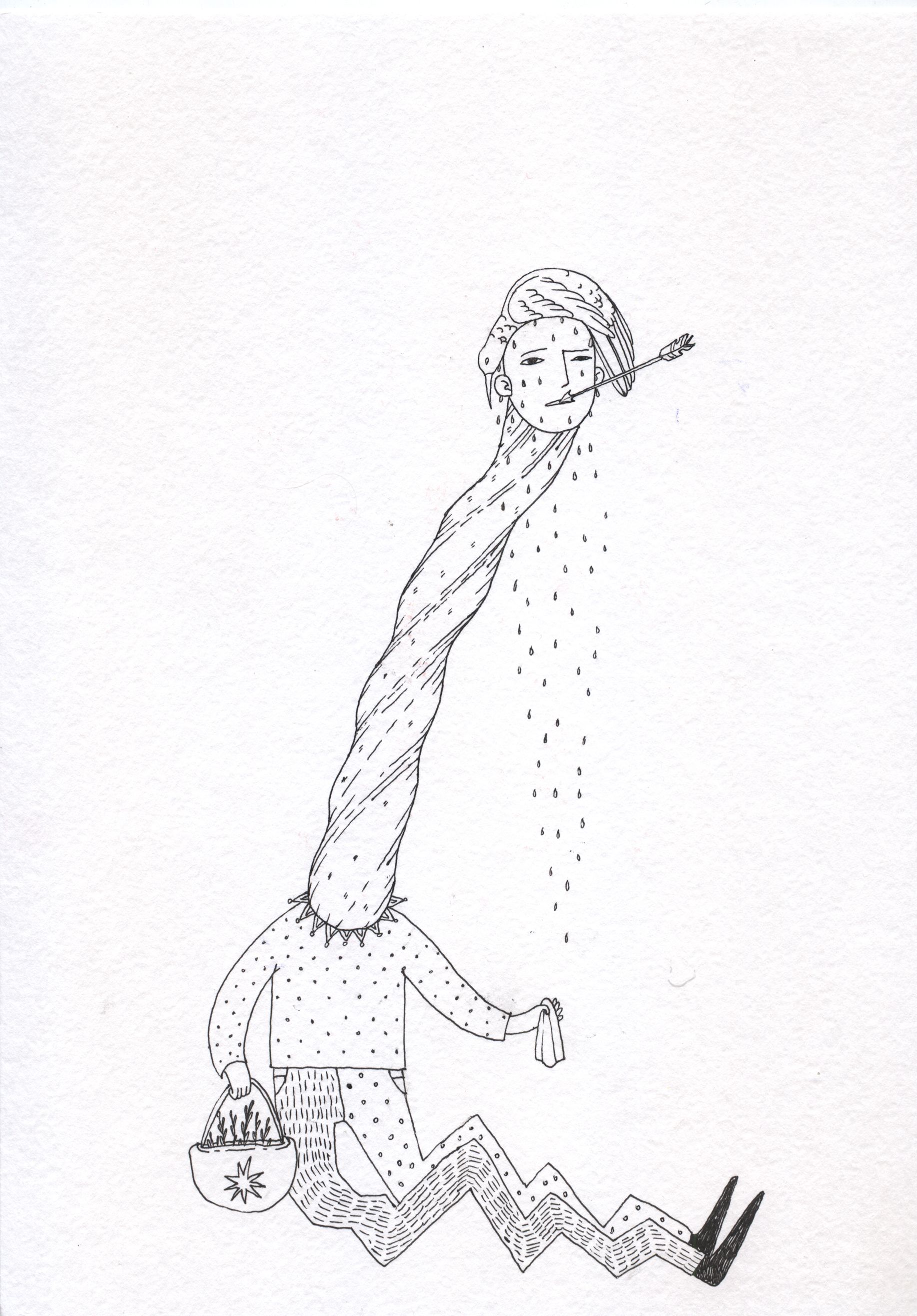 Оля Душкина (Авторская графика - 
                  20.7 x 29.7 см) Моя ангина