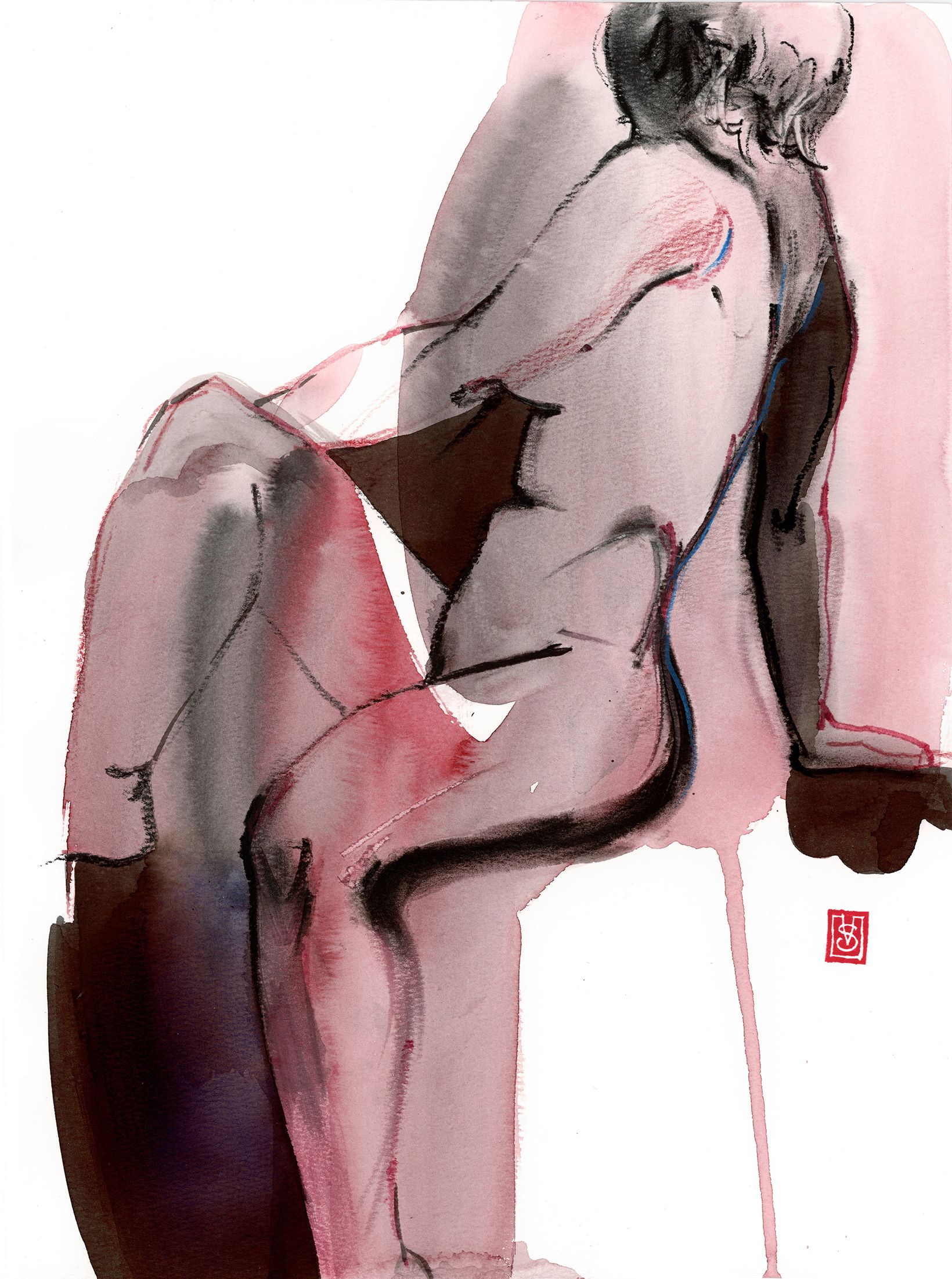 Виктория Севастьянова (Авторская графика - 
                  27 x 38 см) Nude drawing 0155