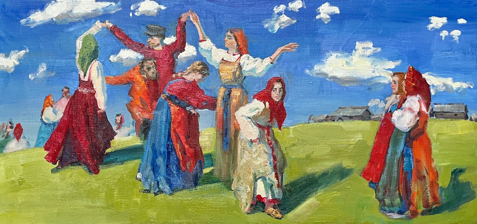 Елизавета Тарасова (Картина, живопись - 
                  80 x 38 см) На пригорке