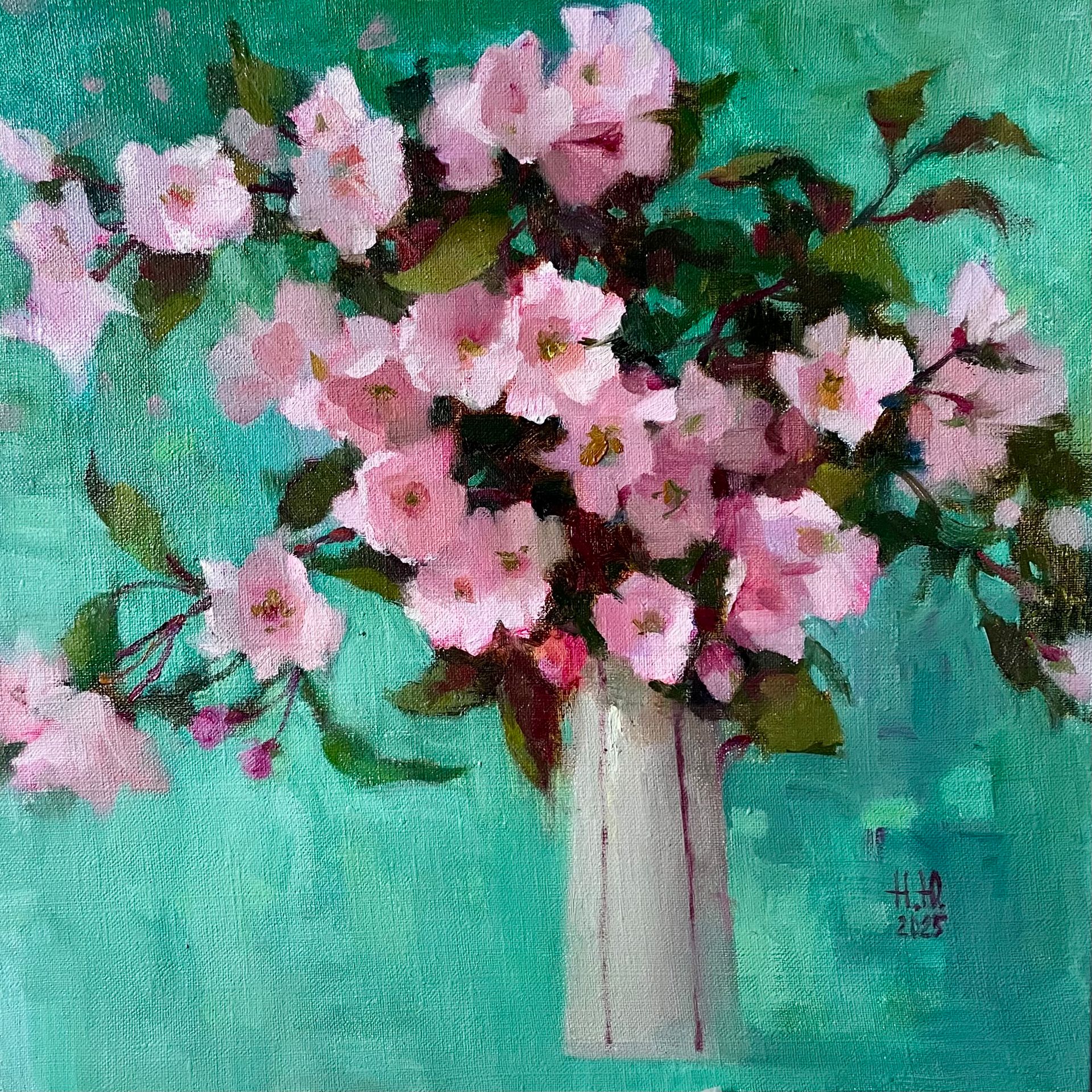 Юлия Непокрытая (Картина, живопись - 
                  40 x 40 см) Розовая яблоня