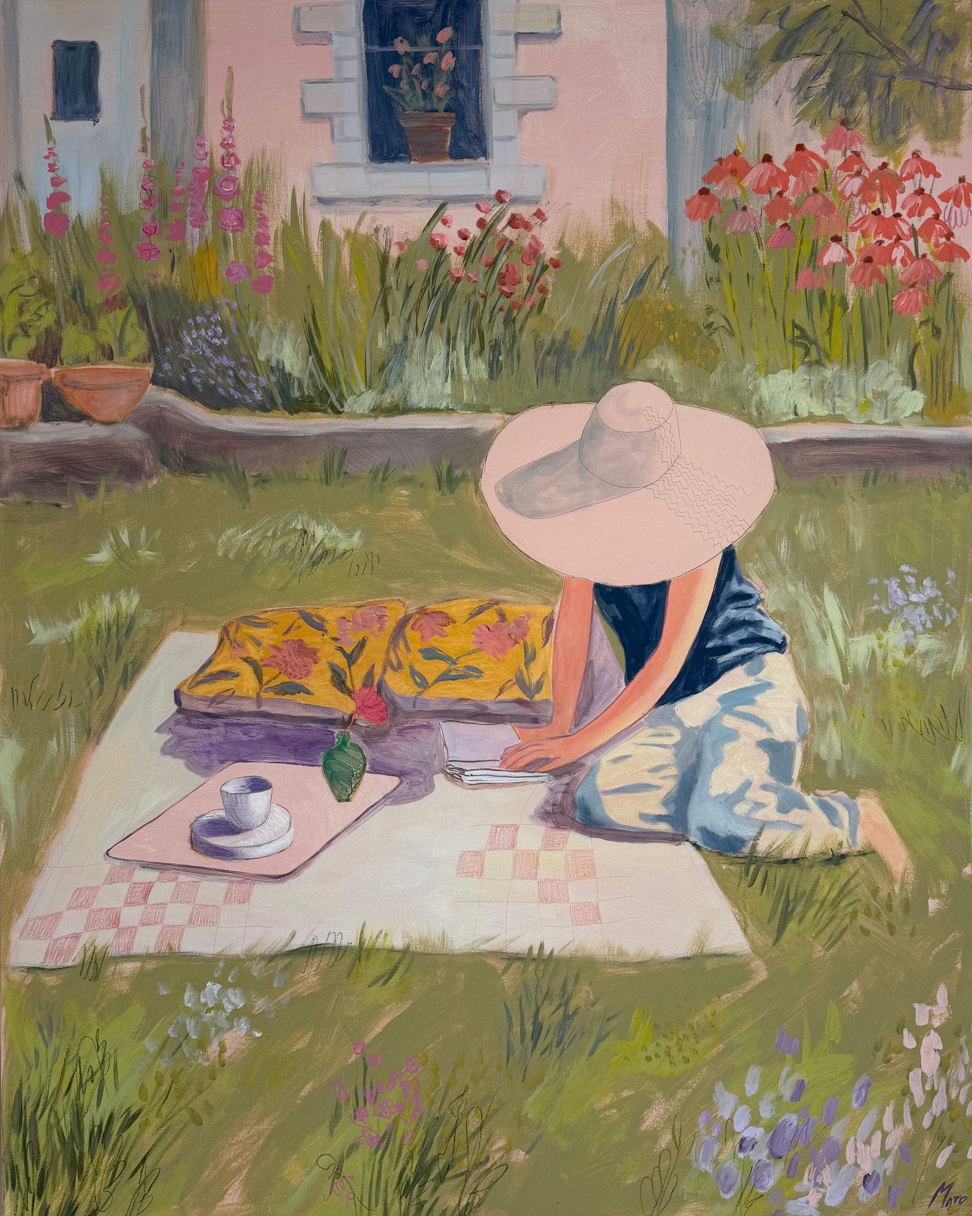 Александра Мато (Картина, живопись - 
                  120 x 150 см) Девушка в саду