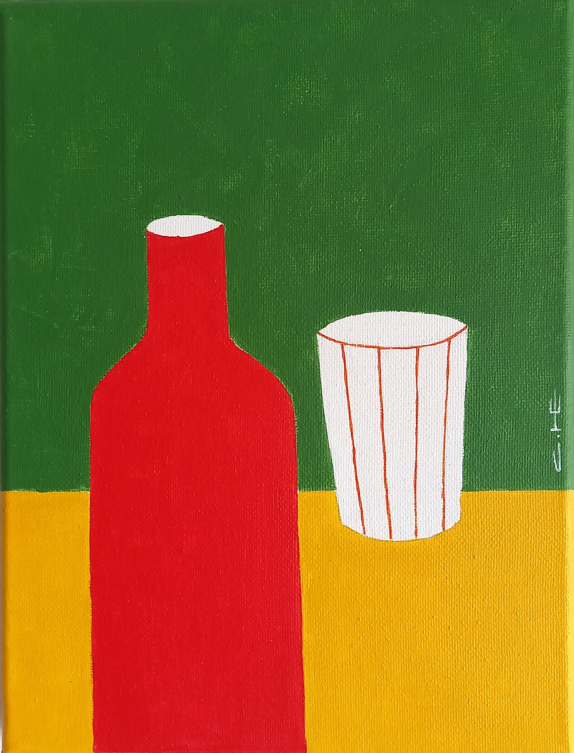 Саша Катинаускиене (Картина, живопись - 
                  18 x 24 см) Натюрморт с красной бутылкой