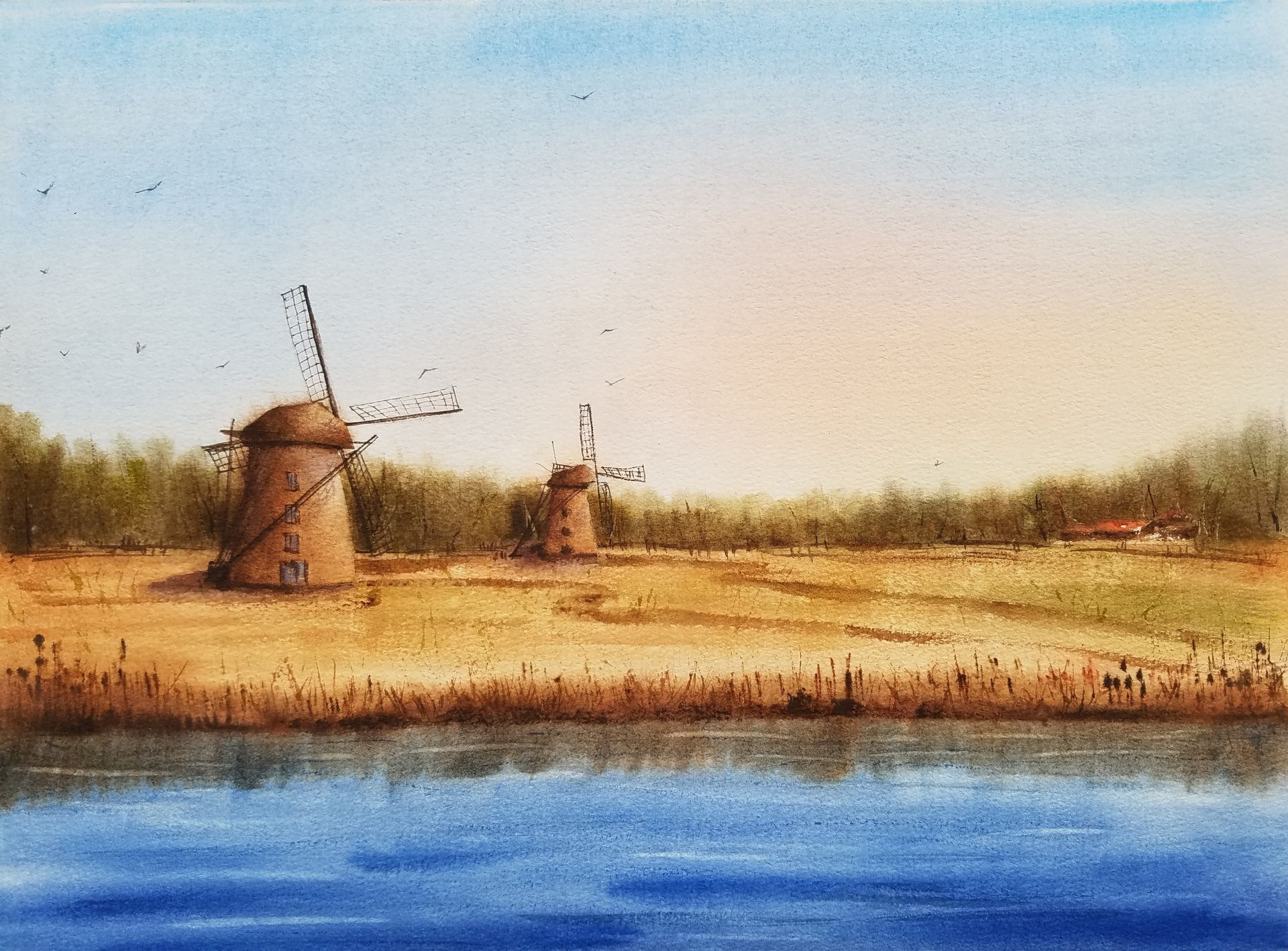 Светлана Юматова (Авторская графика - 
                  37 x 27 см) Мельница в Голландии