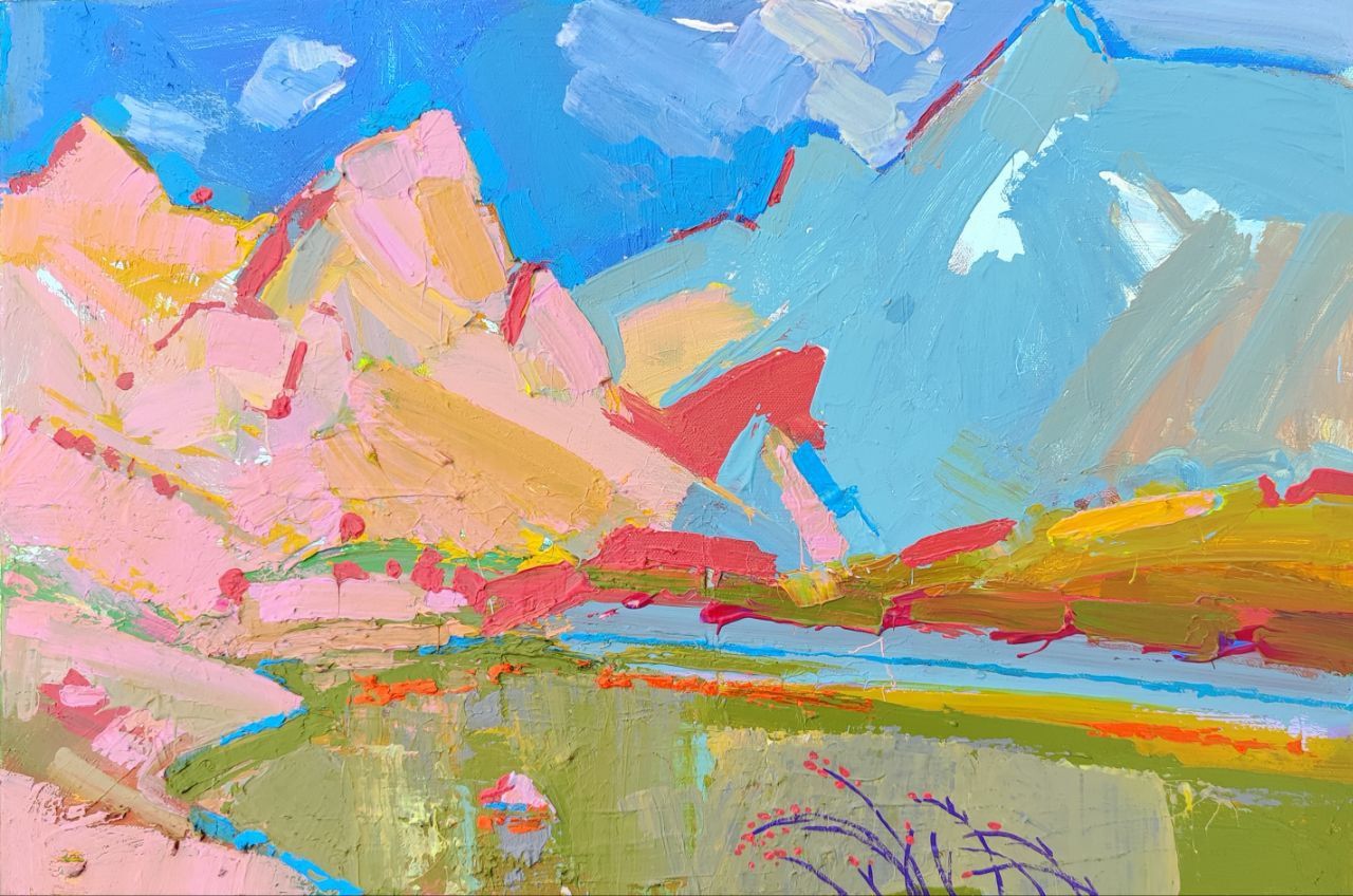 Олеся Лишаева (Картина, живопись - 
                  60 x 40 см) Горное озеро