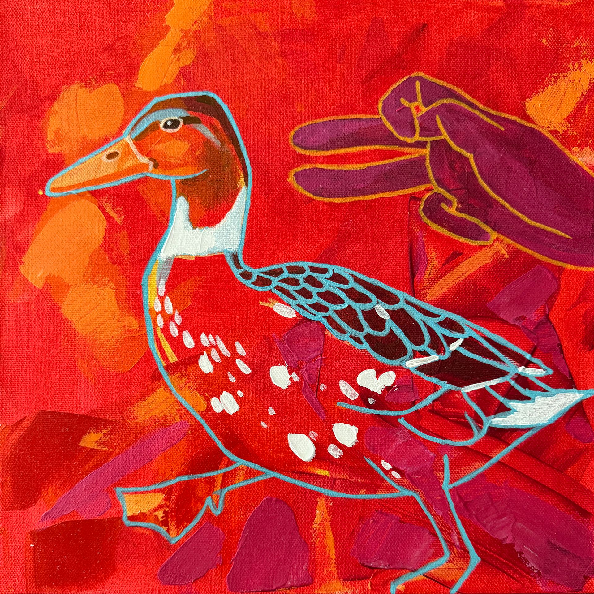Марина Береснева (Картина, живопись - 
                  30 x 30 см) Красная утка