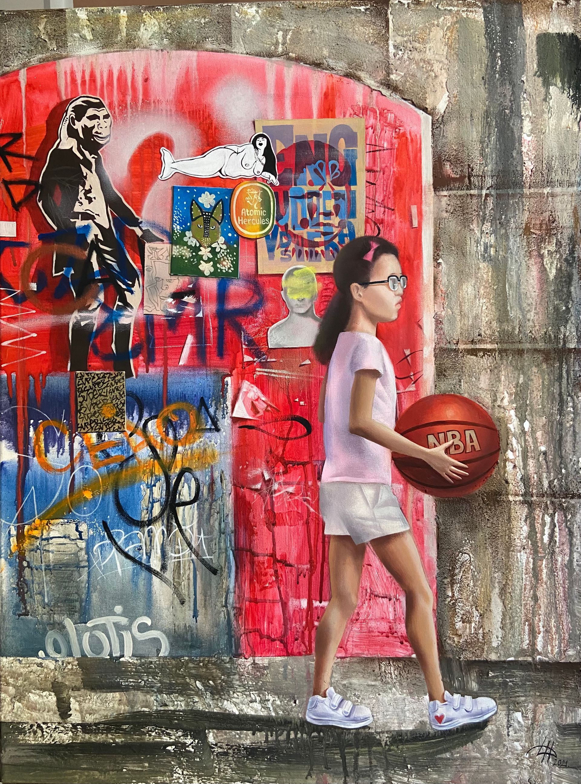 Динара Хёртнагль (Картина, живопись - 
                  60 x 80 см) Девочка и шар