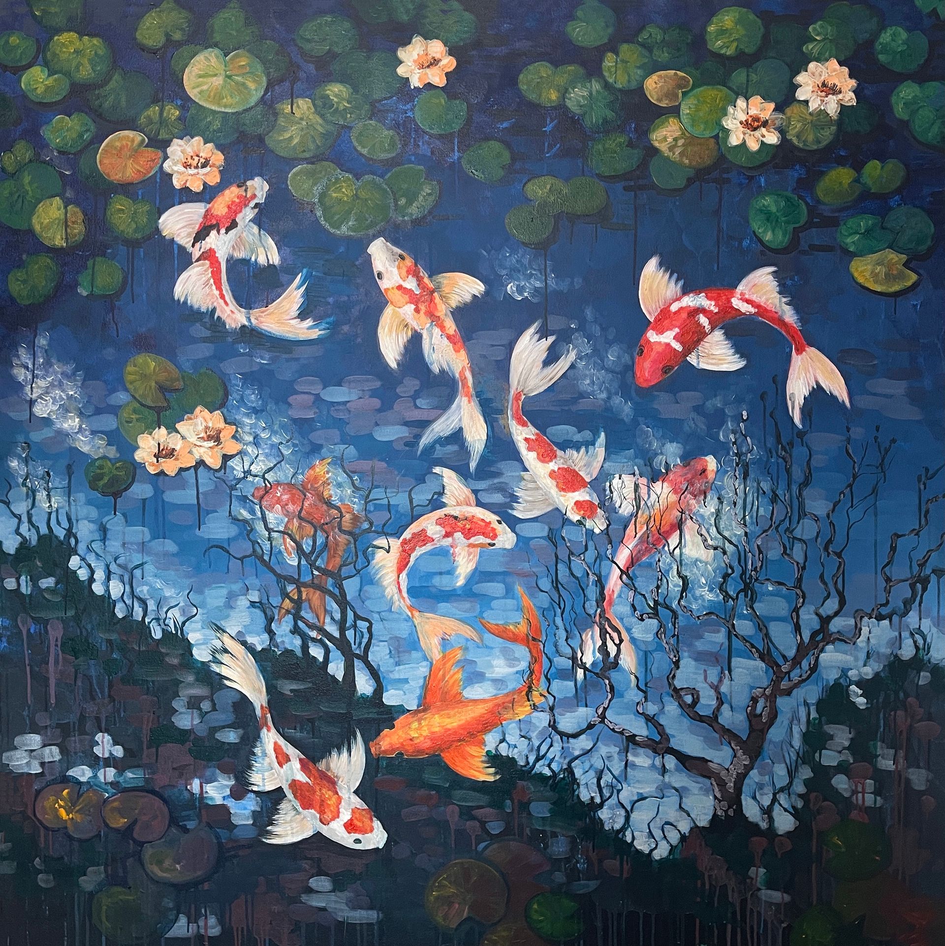 Марина Береснева (Картина, живопись - 
                  150 x 150 см) Небо в кувшинках