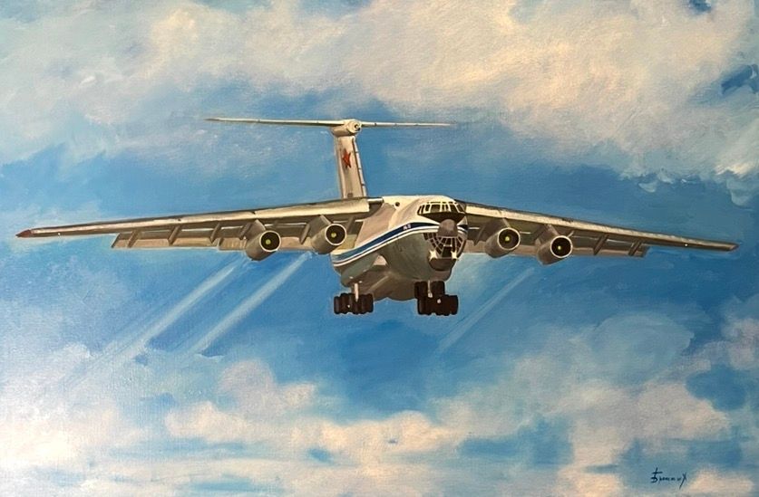 Ольга Бронских (Картина, живопись - 
                  90 x 60 см) Самолет Ил-76