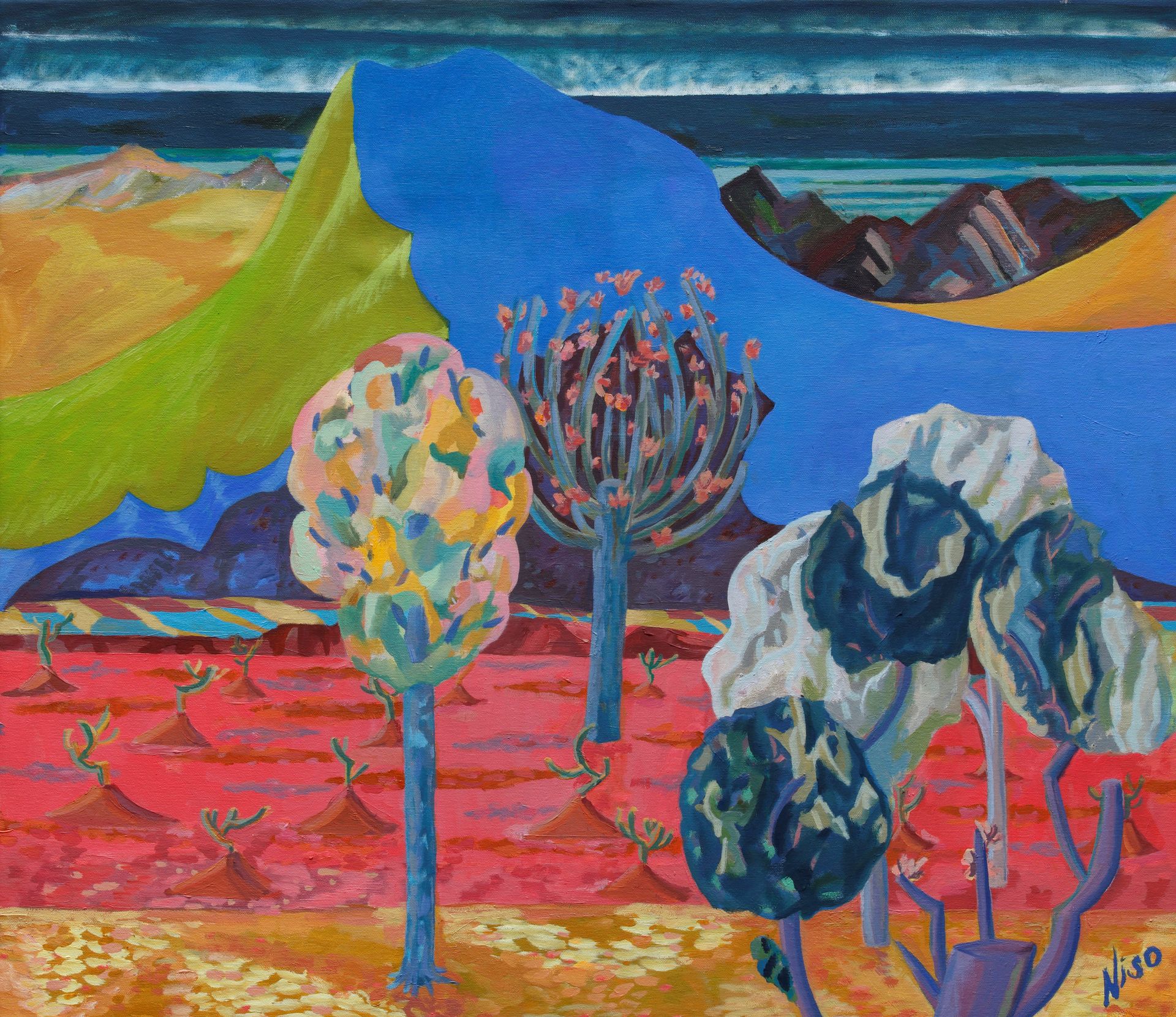 Нисо Атаханова (Картина, живопись - 
                  90 x 70 см) Персиковые сады в Таврских горах