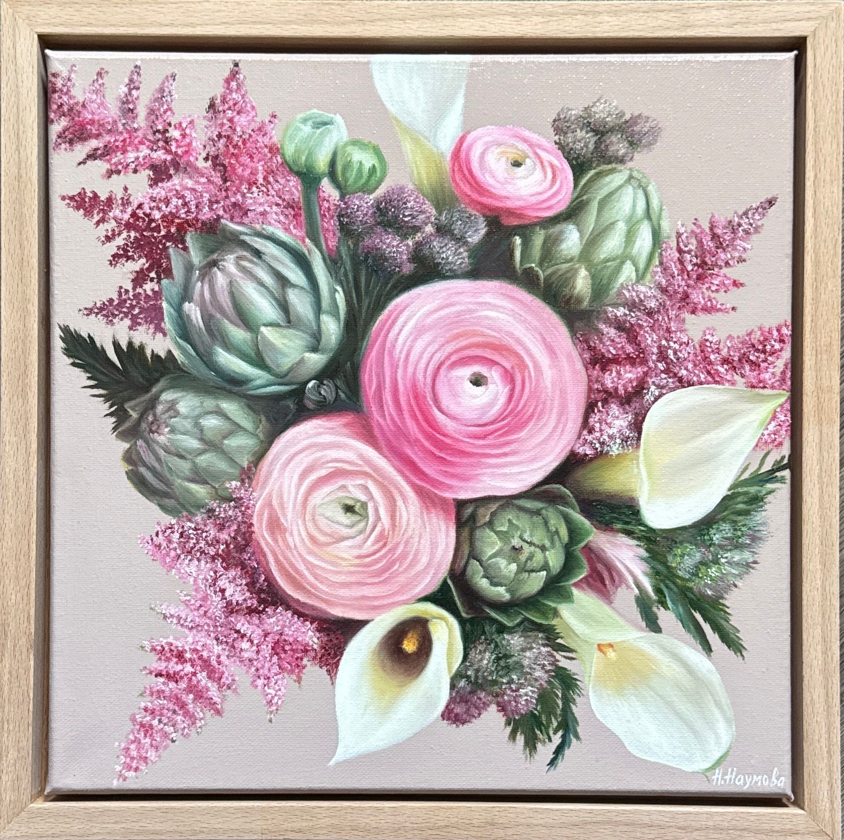 Наталья Наумова (Картина, живопись - 
                  35 x 35 см) Миниатюра "Ботаника 2”