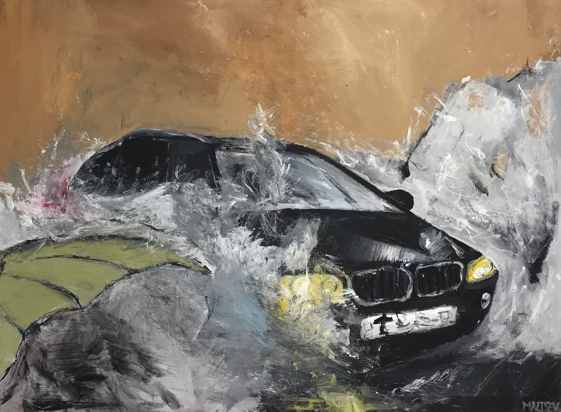 Влад Мальцев (Картина, живопись - 
                  90.5 x 67.5 см) Лужа на дороге