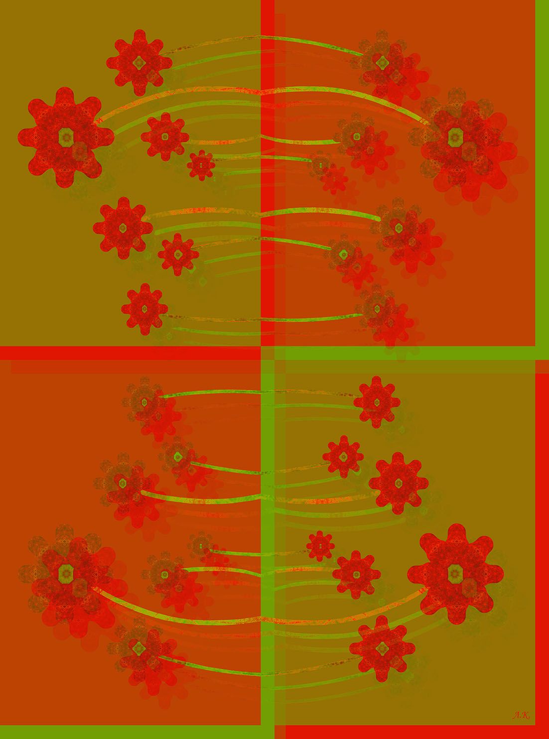 Лариса Корж (Графика цифровая (принты) - 
                  40 x 30 см) Цветущее древо - 3
