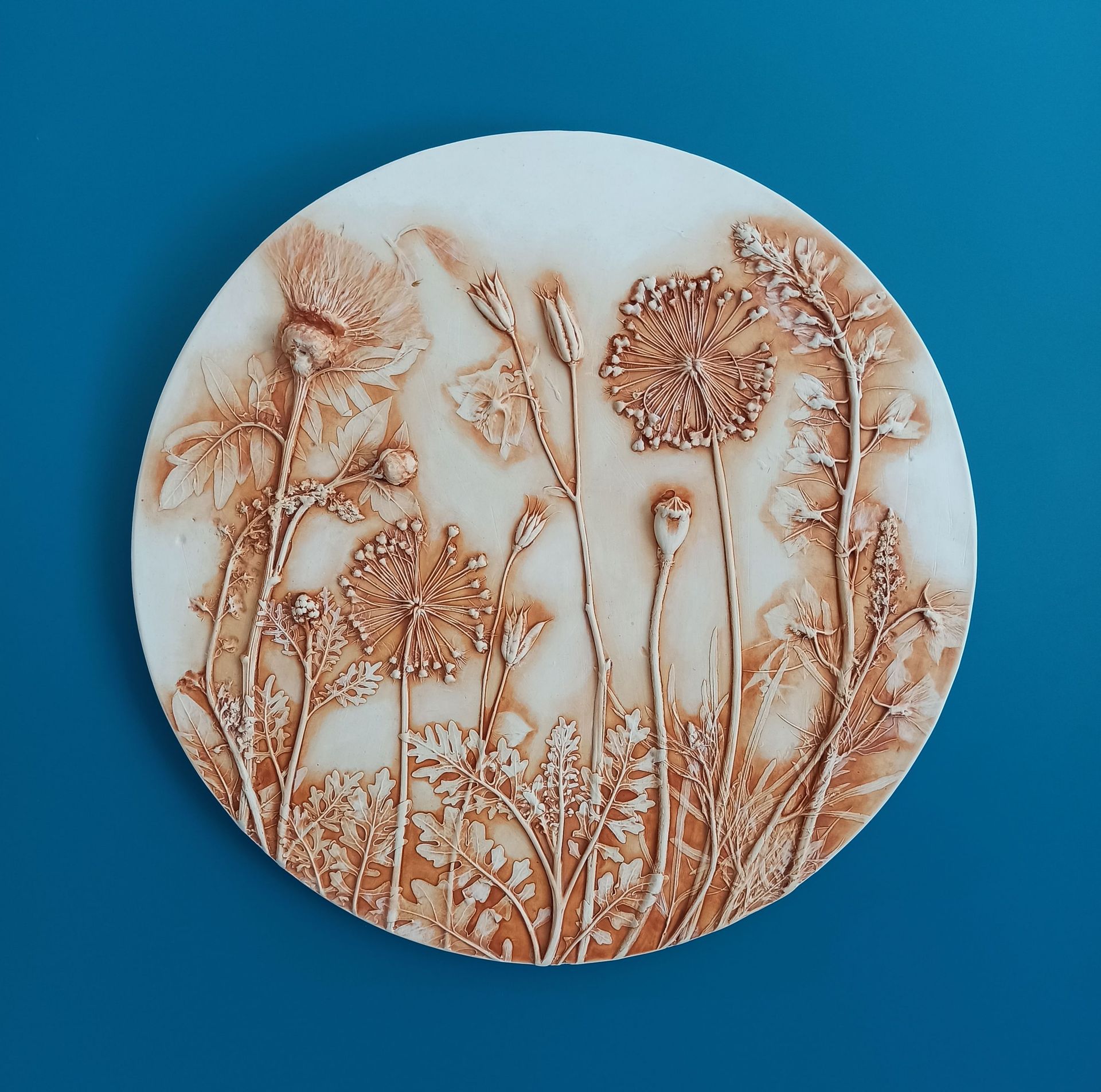 Елена Новожилова (Объект - 
                  33 x 33 см) Ботанический барельеф "ALLIUM #5"