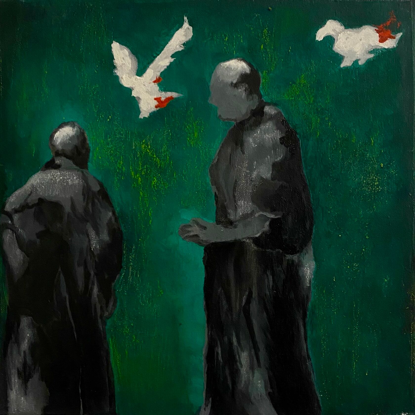 Лена Троянская (Картина, живопись - 
                  30 x 30 см) Два монаха