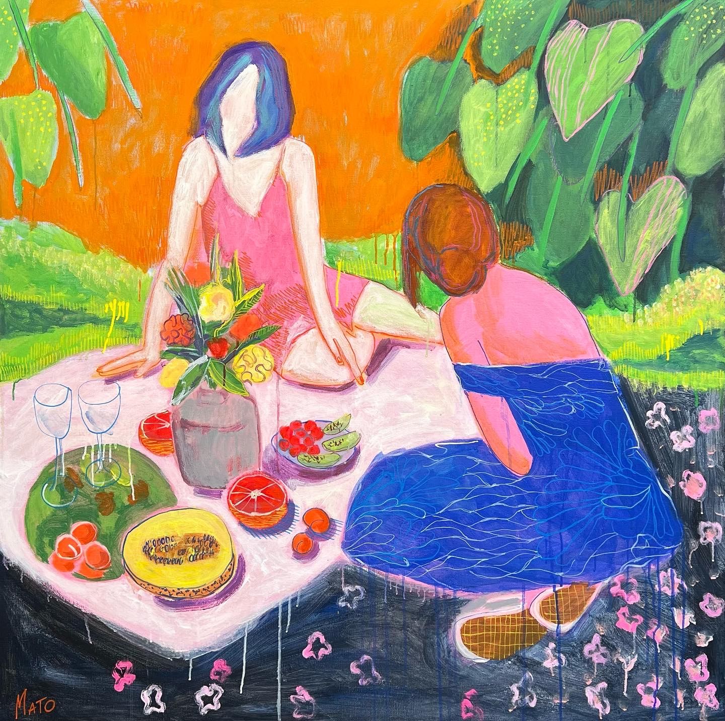 Александра Мато (Картина, живопись - 
                  120 x 120 см) Пикник