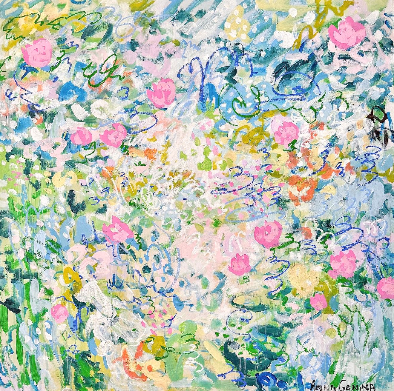 Анна Ганина (Картина, живопись - 
                  100 x 100 см) Lily pond