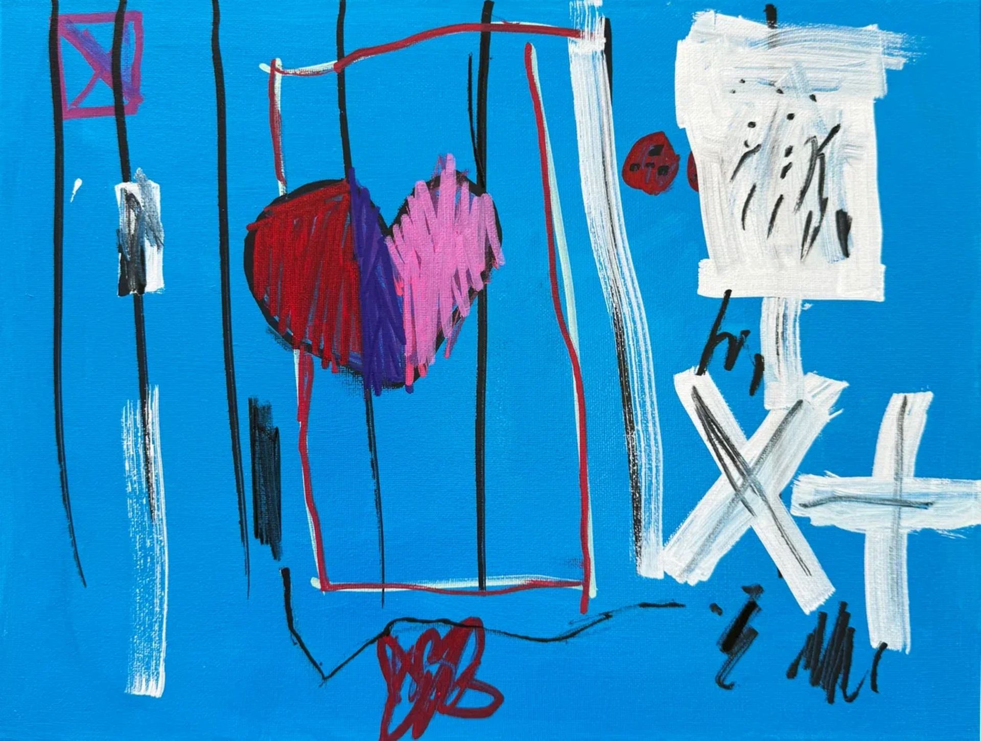 Саша Робинсон (Картина, живопись - 
                  40 x 30 см) Абстрактное сердце в сетке