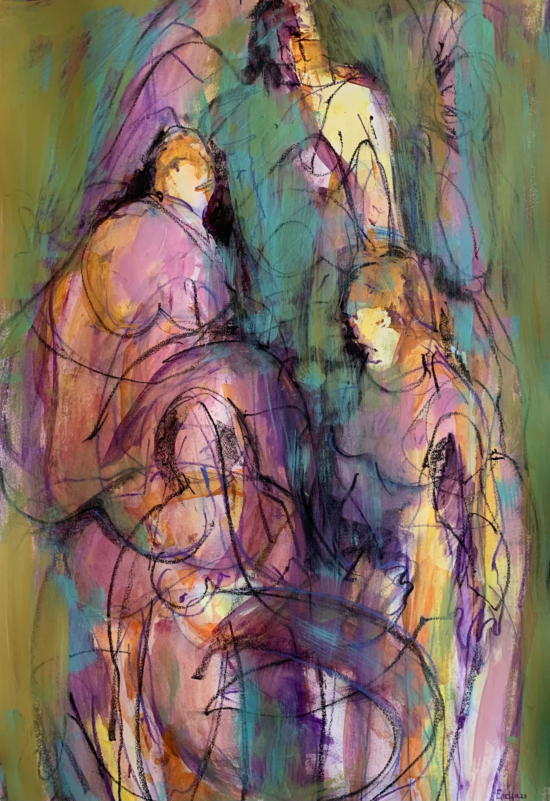 Елена Науширванова (Авторская графика - 
                  54 x 78 см) В толпе