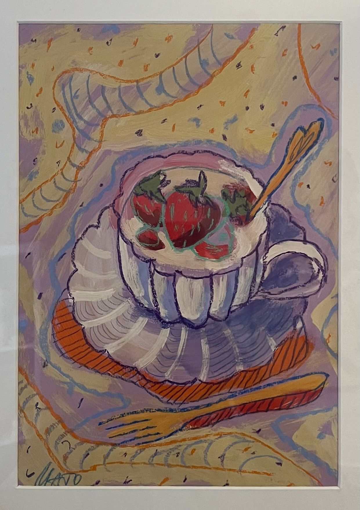 Александра Мато (Авторская графика - 
                  33 x 44 см) Какао с клубникой