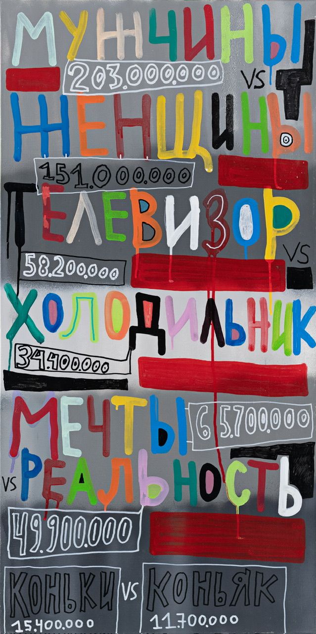 Кирилл Лебедев (Кто) (Картина, живопись - 
                  50 x 100 см) Мужчины vs женщины