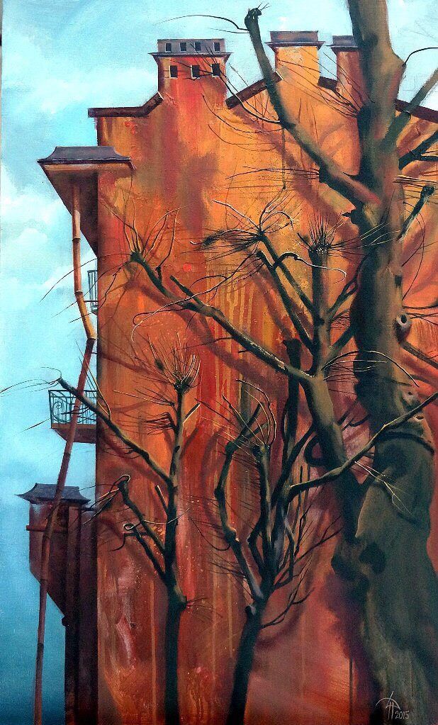 Динара Хёртнагль (Картина, живопись - 
                  60 x 100 см) Оранжевый дом