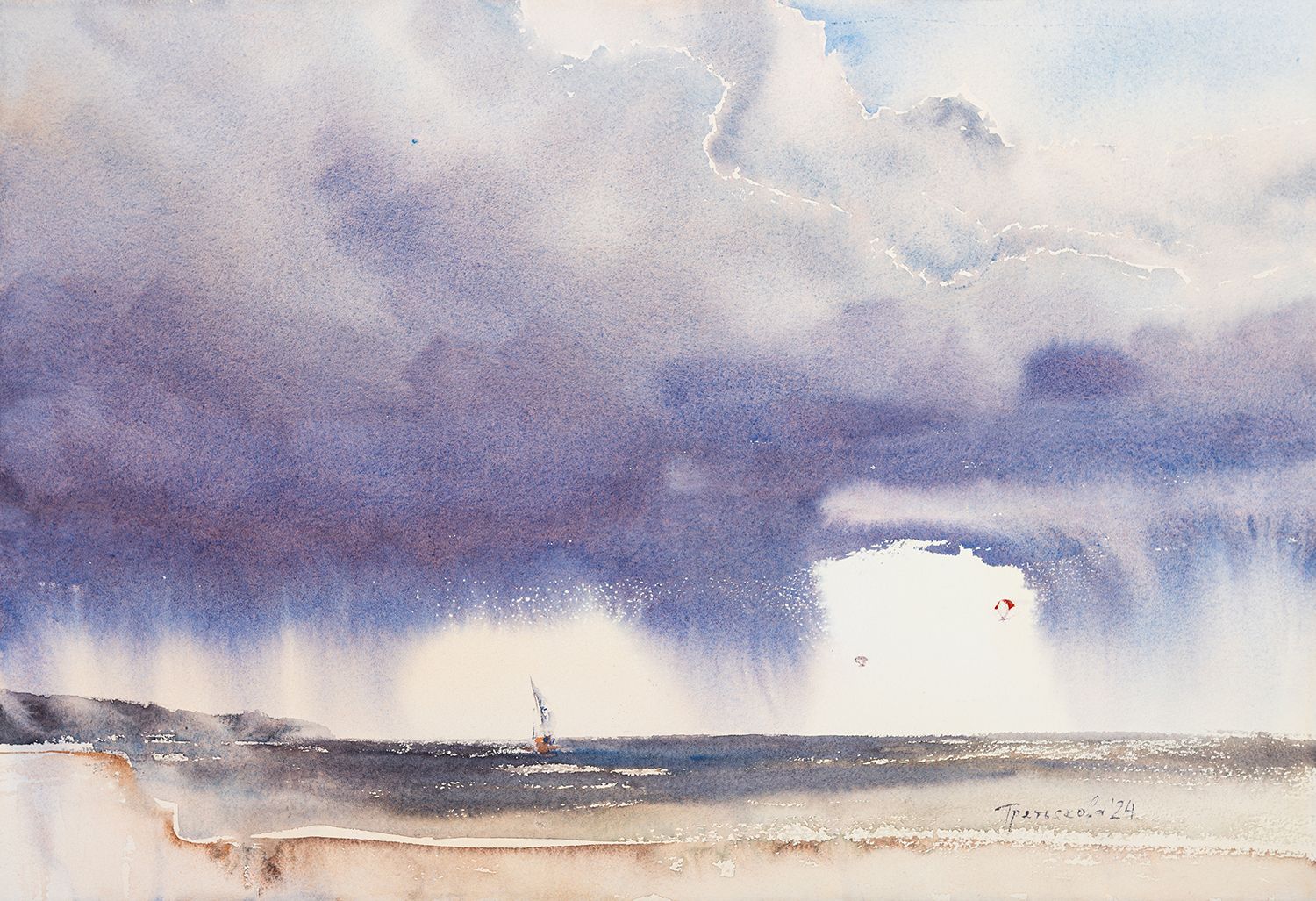 Юлия Третьякова (Авторская графика - 
                  54 x 38 см) Приближение грозы
