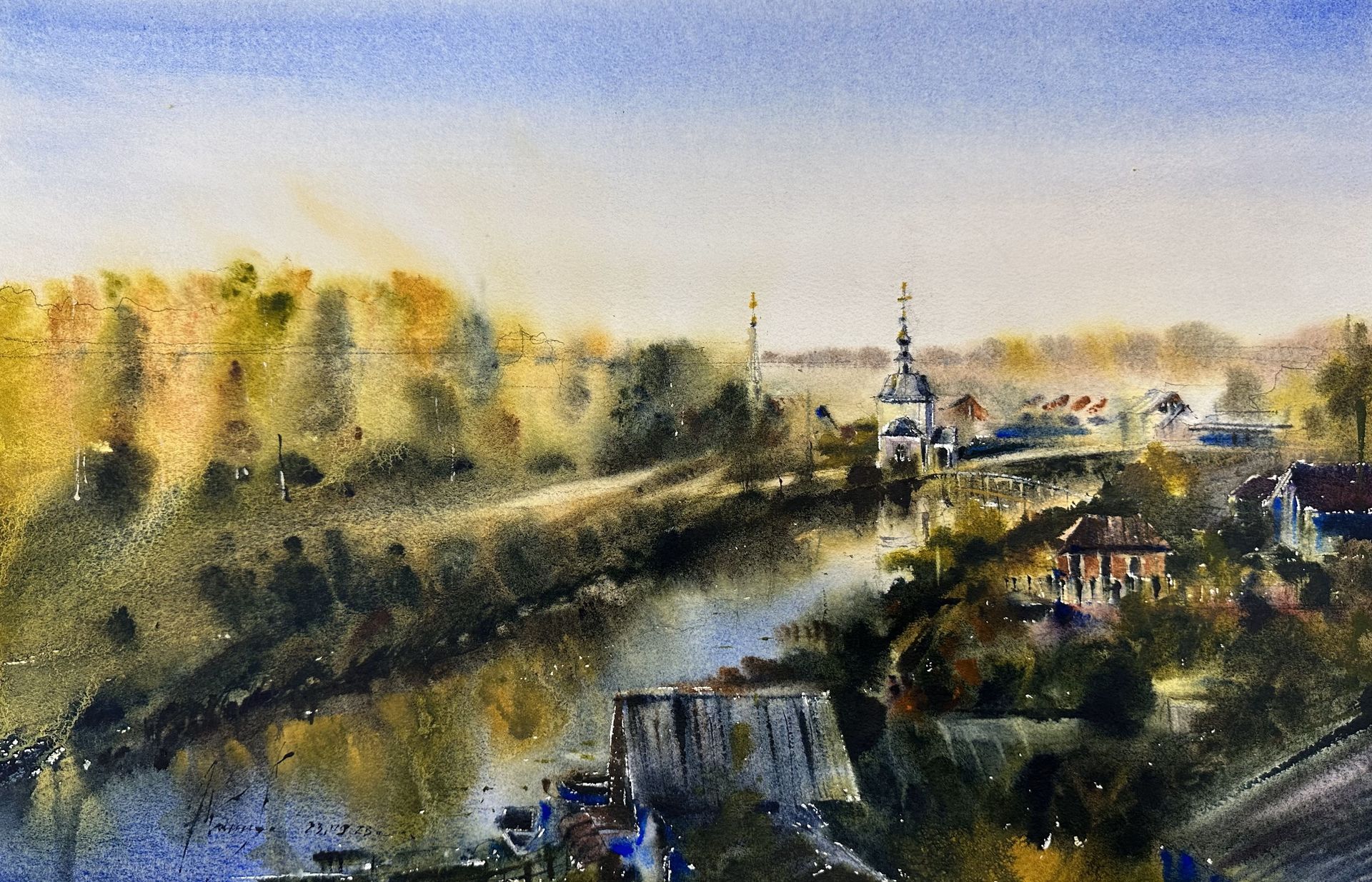 Жанна Губина (Авторская графика - 
                  56 x 36 см) В ласковых лучах сентября