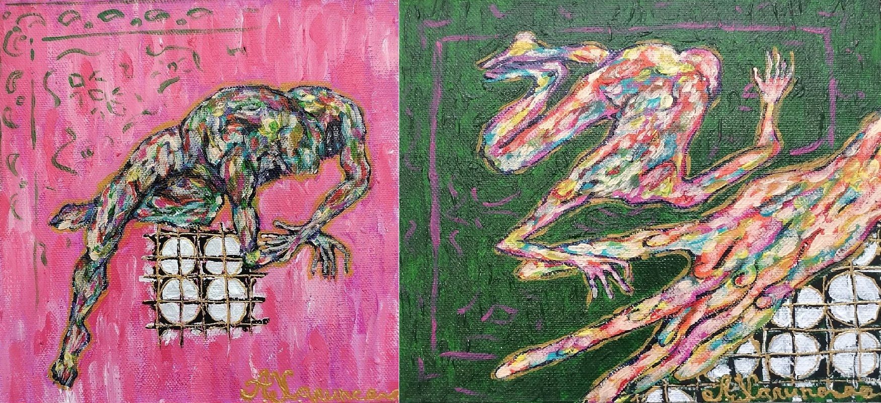 Александра Халипская (Картина, живопись - 
                  40 x 20 см) Диптих "Я здесь"