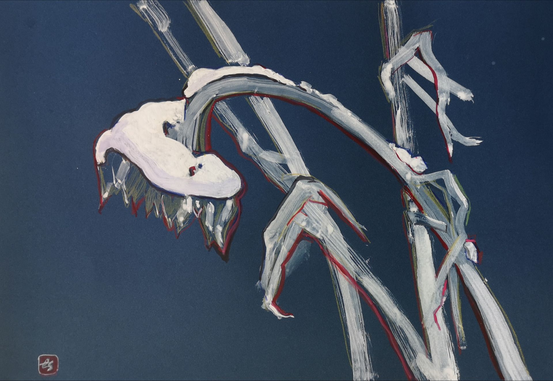 Елена Санина (Авторская графика - 
                  42 x 30 см) Зима. Подсолнухи #2