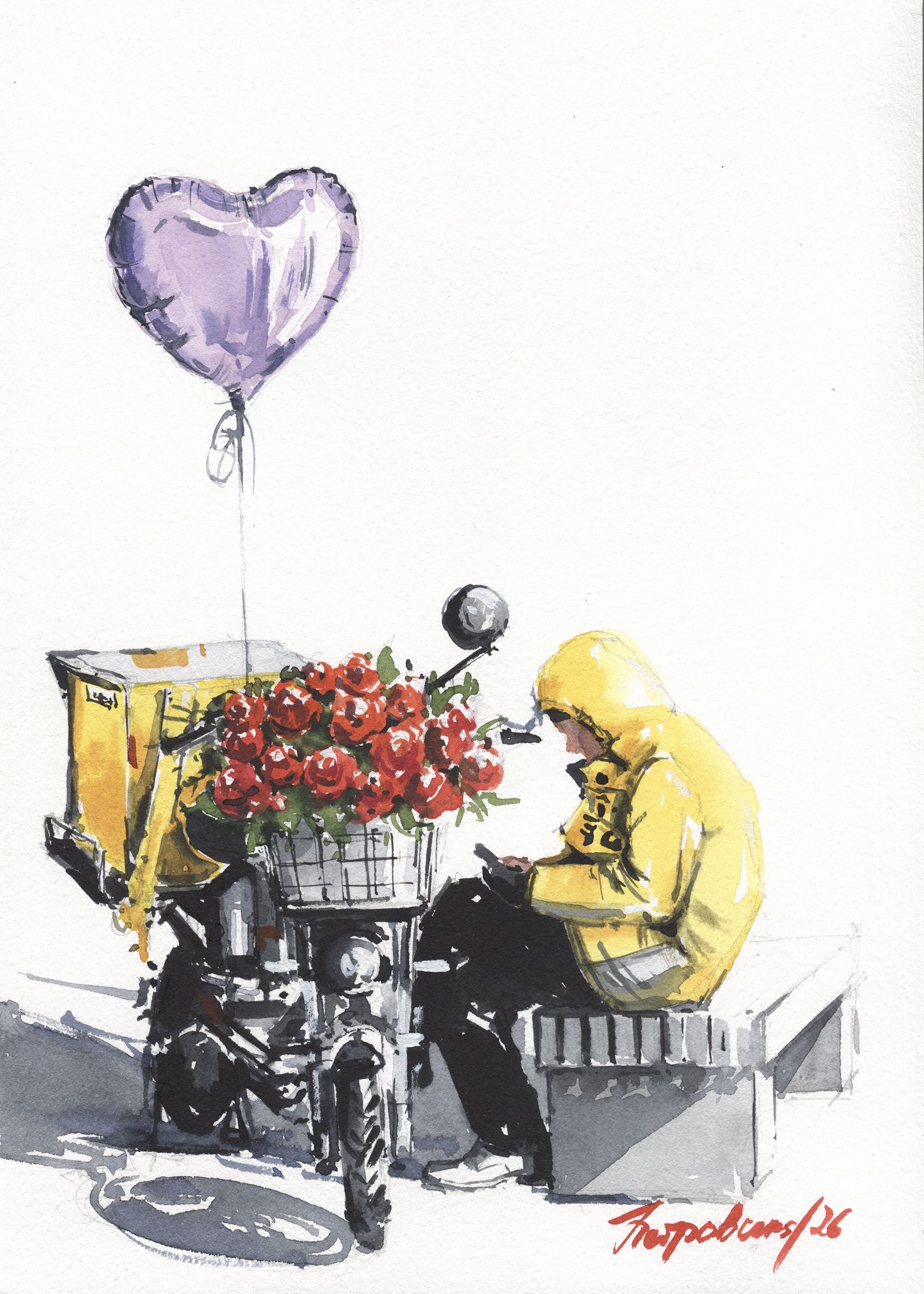 Ирина Петровская (Авторская графика - 
                  21 x 29.5 см) Перерыв