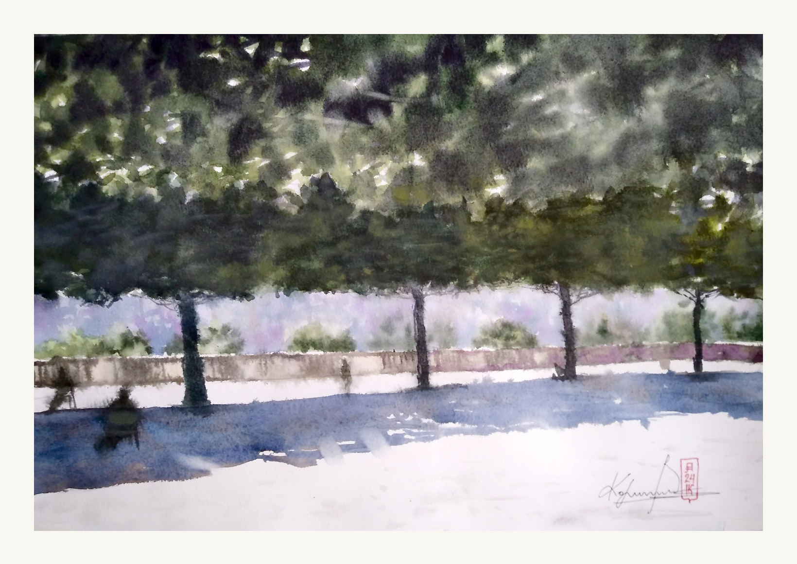 Александр Кормилицын (Авторская графика - 
                  39 x 27 см) Парк Тюильри. Париж