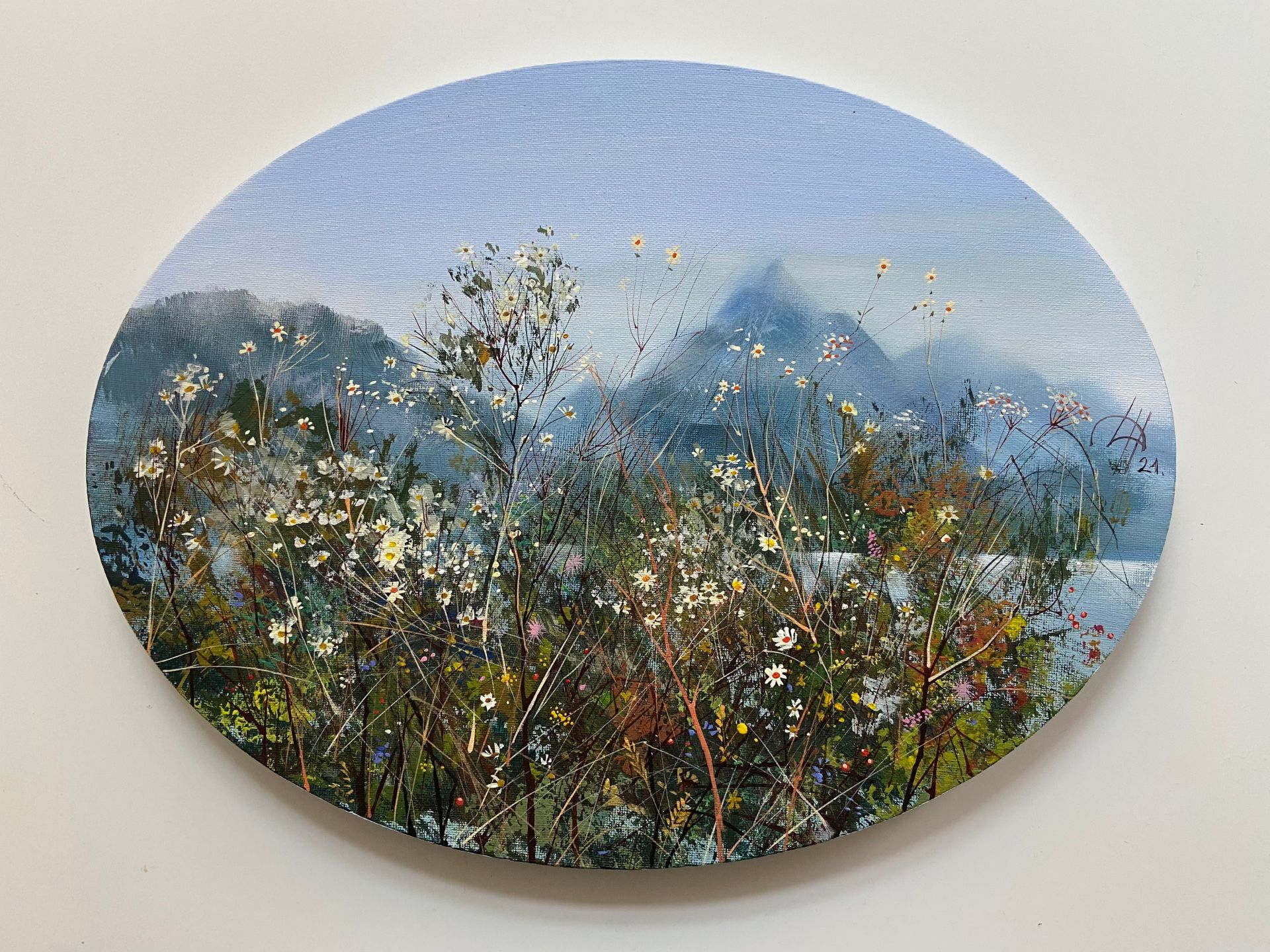 Динара Хёртнагль (Картина, живопись - 
                  40 x 30 см) Медальон с полевыми цветами из серии Skylights 