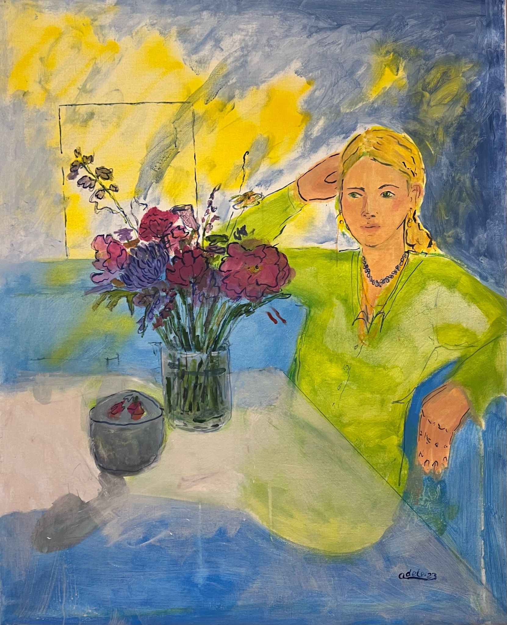 Адель Левитова (Картина, живопись - 
                  90 x 110 см) Woman and Flowers