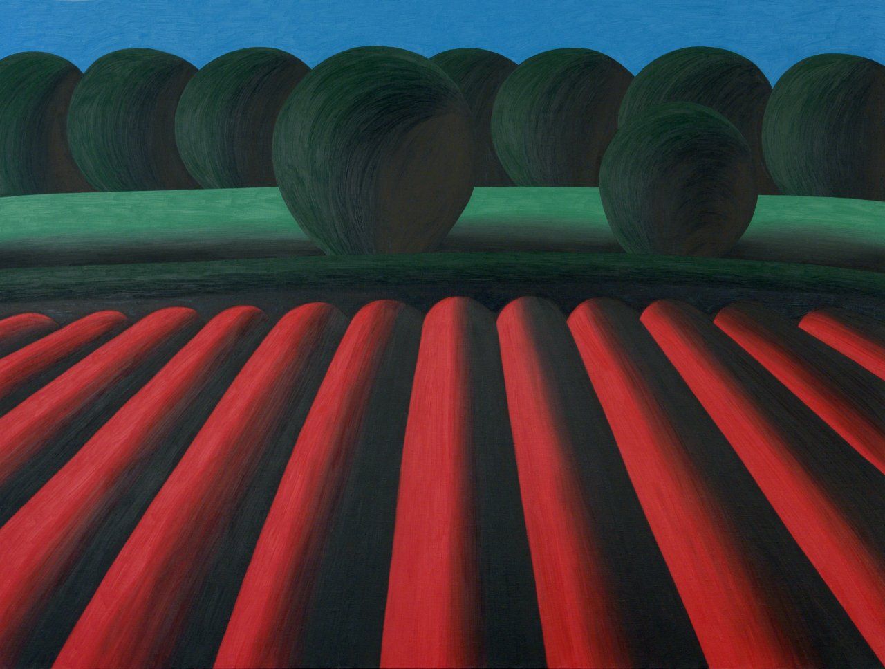 Олег Хвостов (Картина, живопись - 
                  160 x 120 см) Пейзаж с красным полем