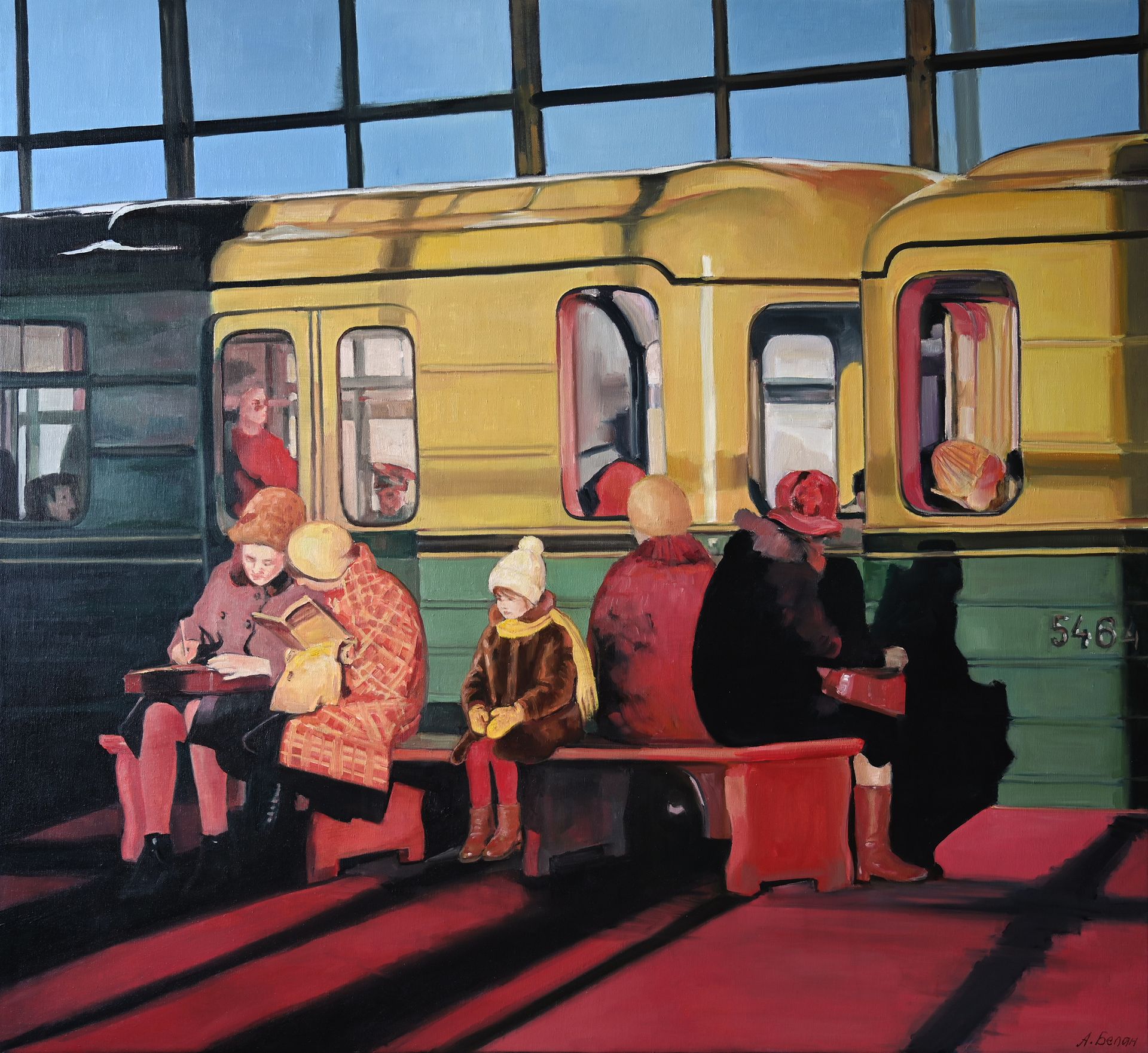 Анна Белан (Картина, живопись - 
                  110 x 100 см) Пассажиры метро