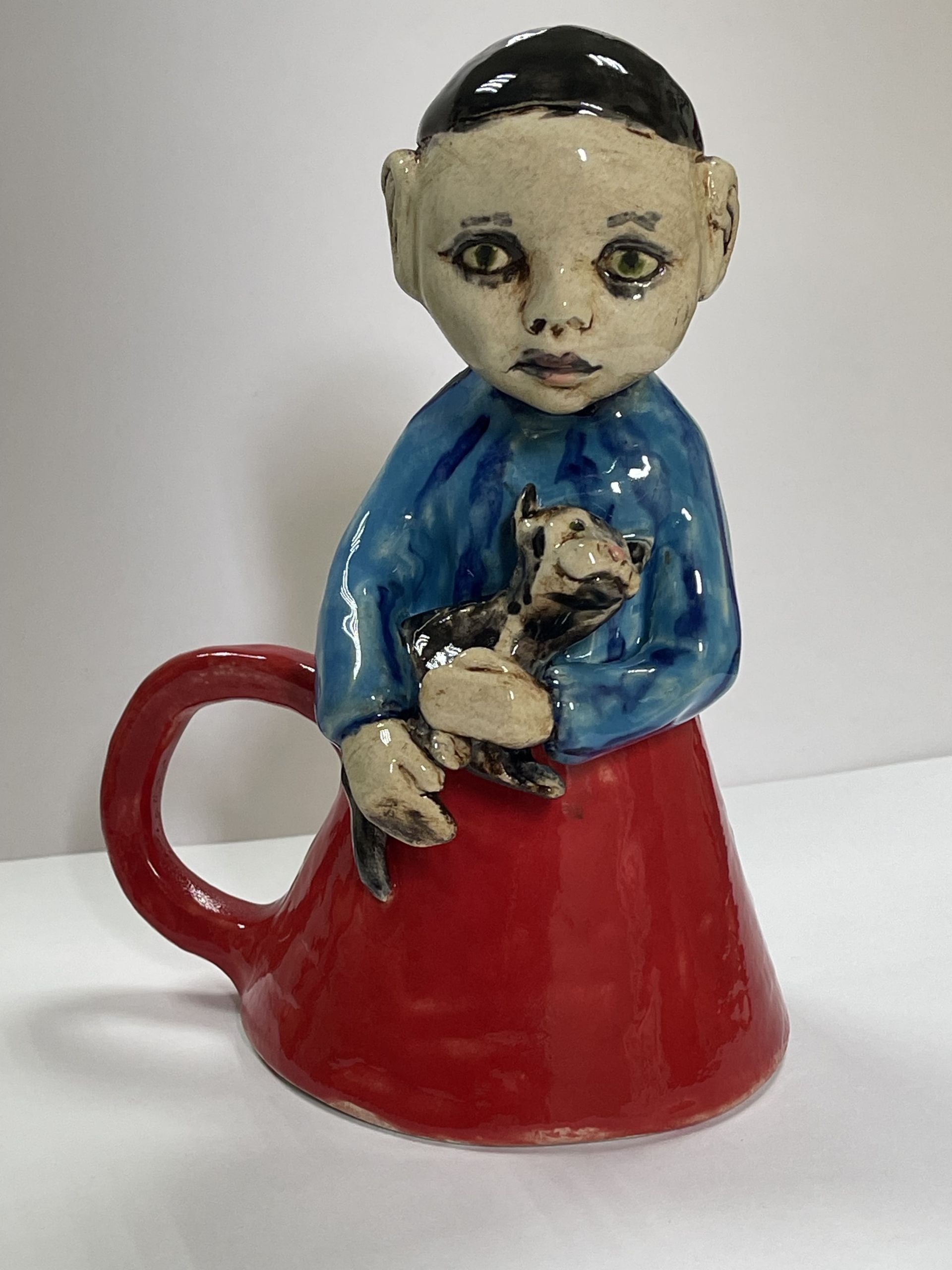 Валентина Пушкарская (Скульптура - 
                  15 x 20 см) Пьеро и котёнок