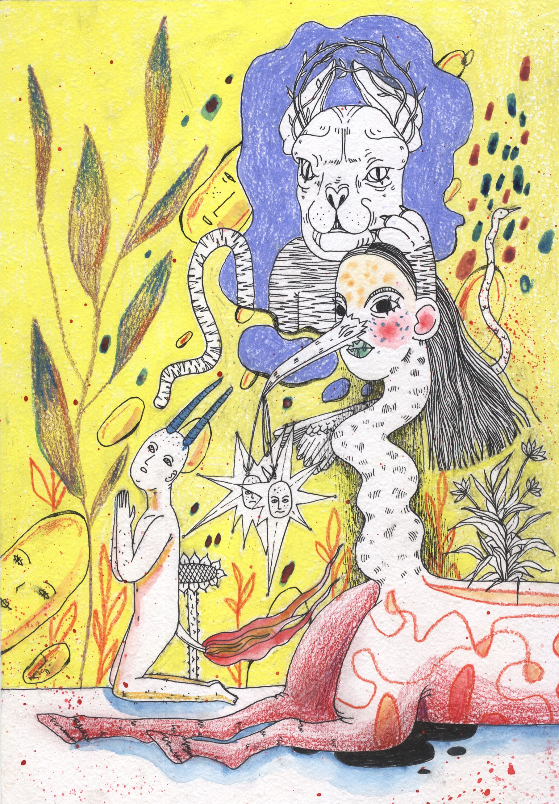 Оля Душкина (Авторская графика - 
                  20.7 x 29.7 см) Очень хочется на вас наорать, мистер тигр!