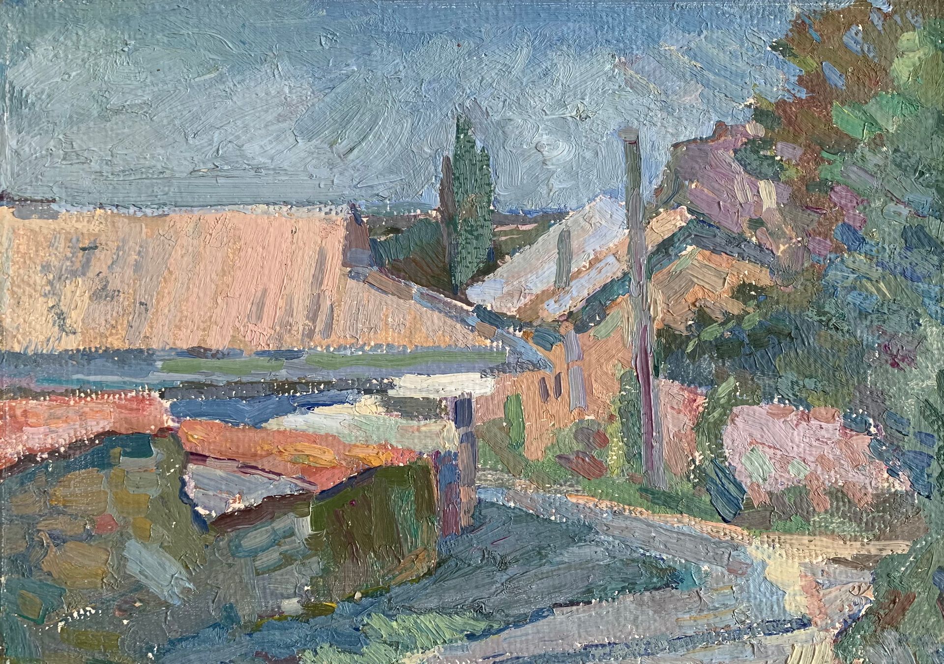 Елизавета Тульчинская (Картина, живопись - 
                  29.5 x 21 см) Улица. Этюд