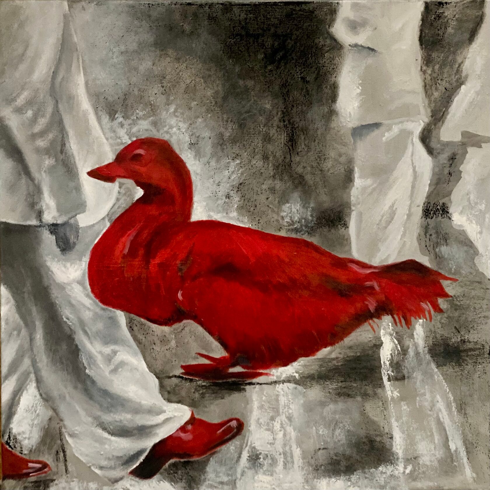Елена Троянская (Картина, живопись - 
                  50 x 50 см) Инверсия гражданина в красных ботинках