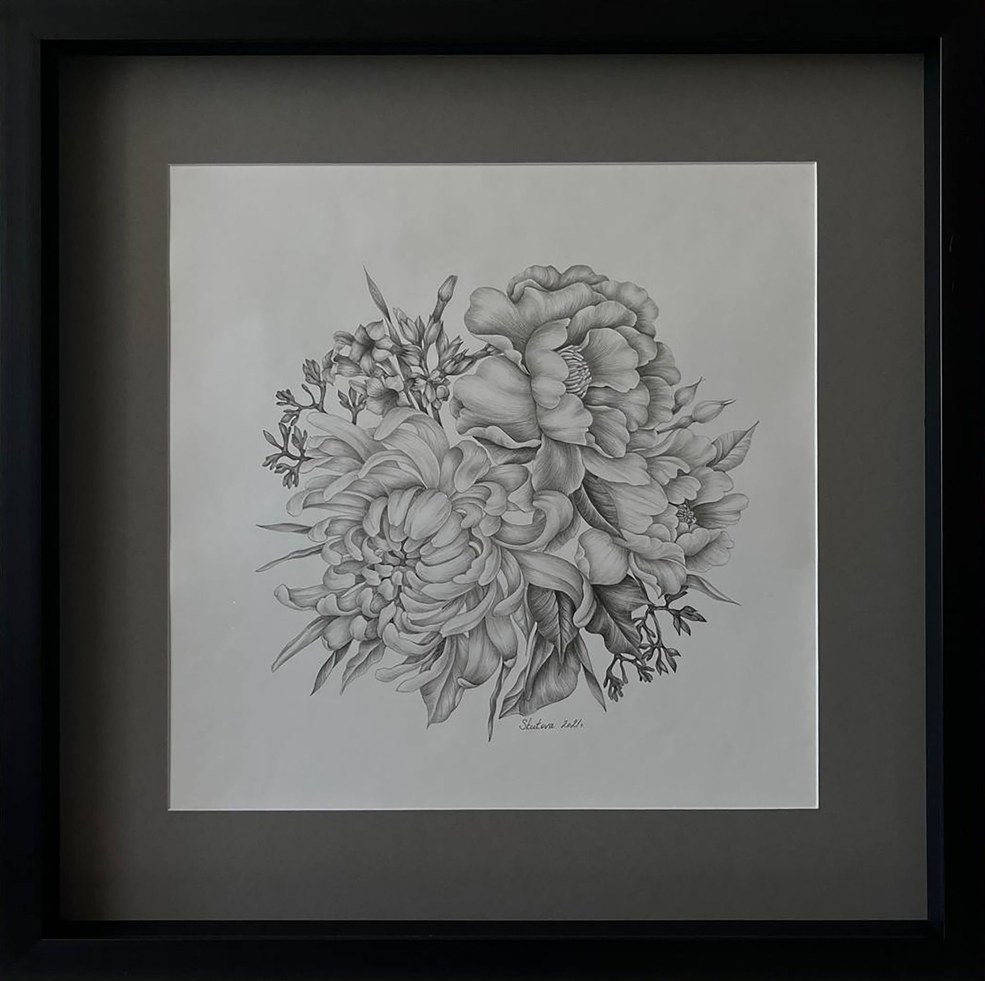 ELENA SKUTOVA (Авторская графика - 
                  57 x 57 см) Flowers #9