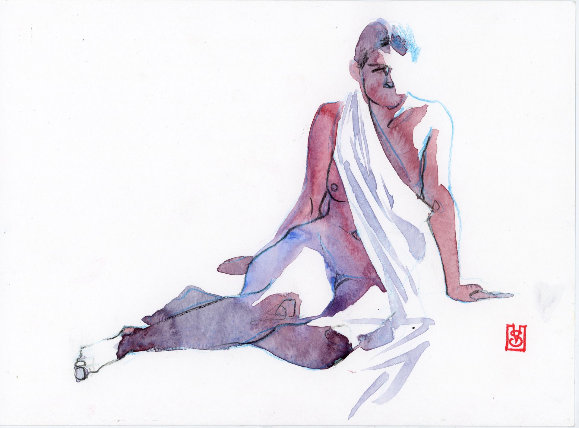 Виктория Севастьянова (Авторская графика - 
                  30 x 20 см) Nude life drawing 0109