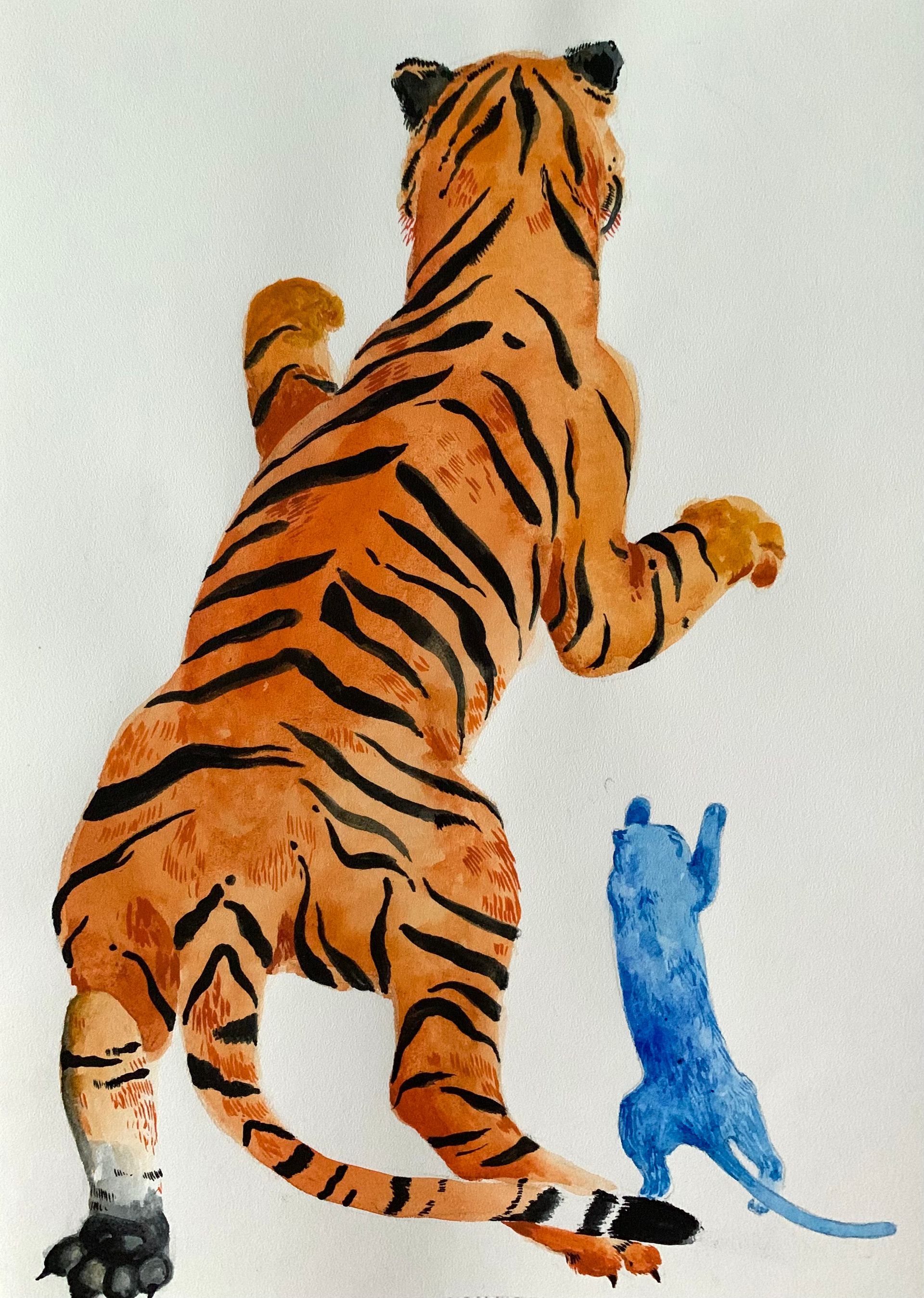 Мария Черепанова (Авторская графика - 
                  21 x 29.7 см) Тигр и кот