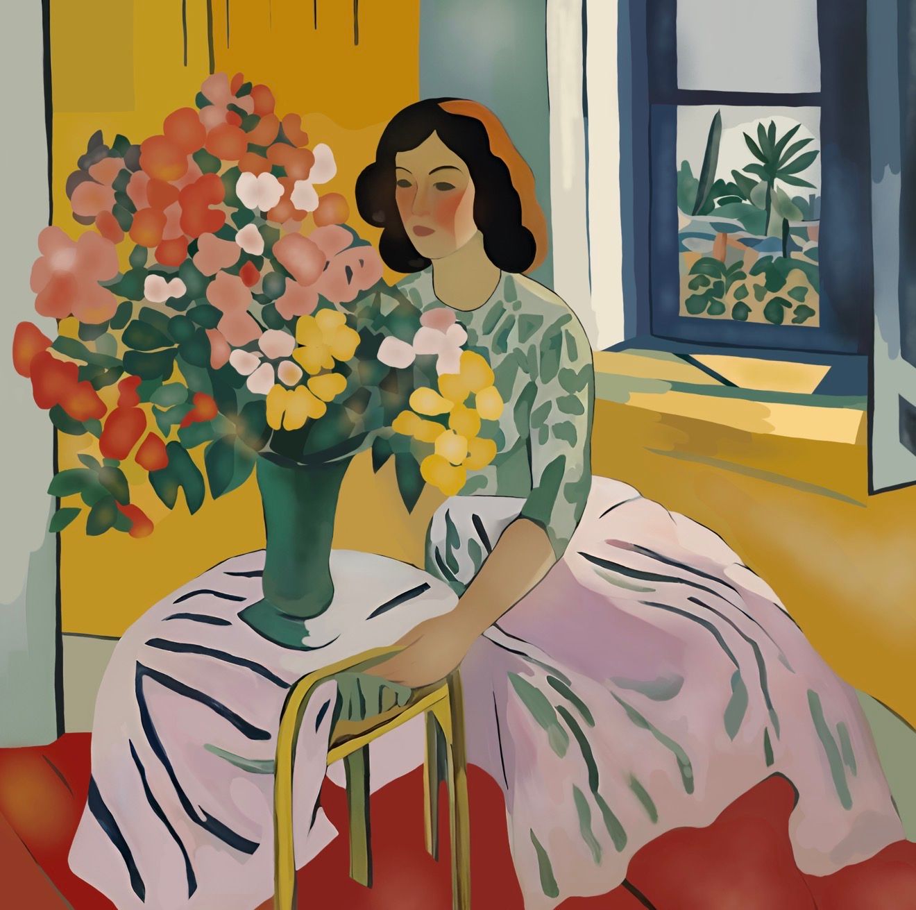 Нина Цорити (Картина, живопись - 
                  70 x 70 см) Букет для любимой