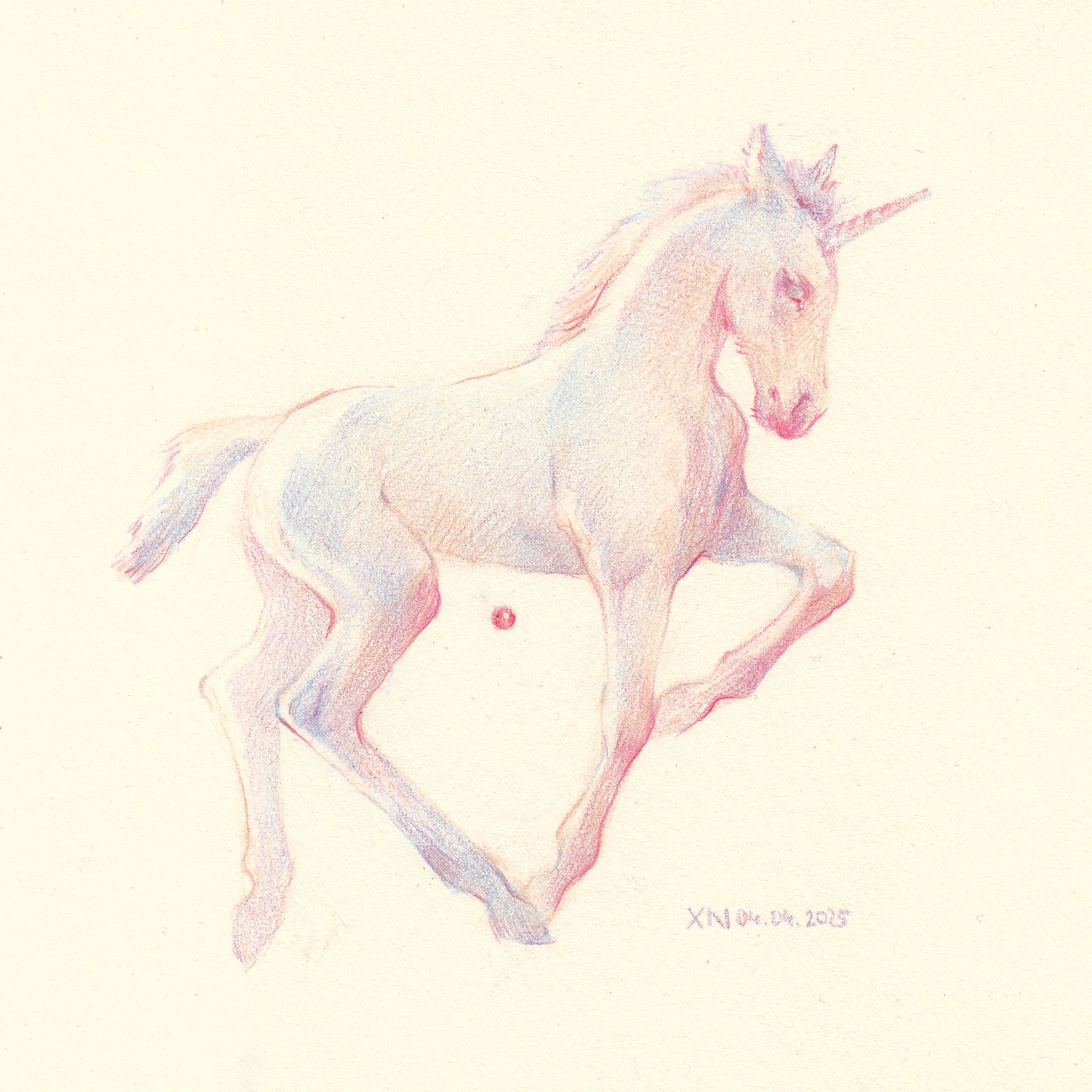 Ксения Наймушина (Авторская графика - 
                  20 x 20 см) Unicorn foal