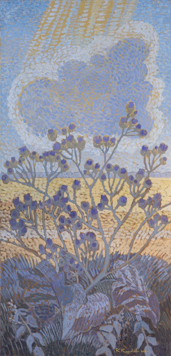 Екатерина Кудрявцева (Картина, живопись - 
                  65 x 135 см) Репейник и облако
