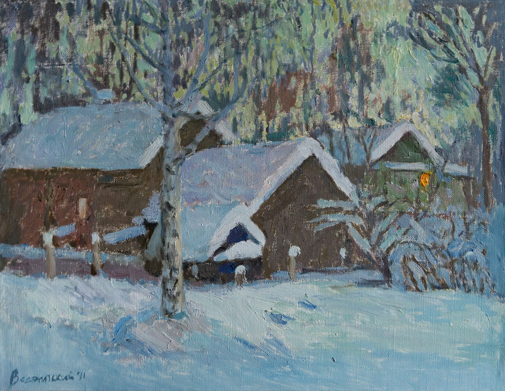 Николай Водолазский (Картина, живопись - 
                  45 x 35 см) Морозный вечер