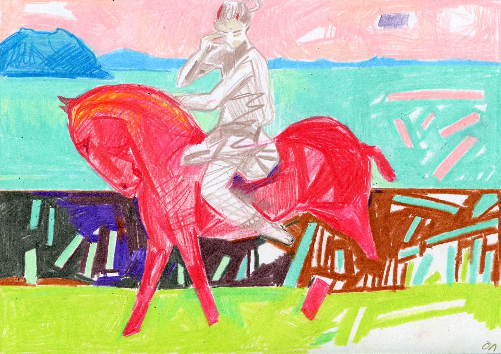 Олеся Лишаева (Авторская графика - 
                  29 x 21 см) Амазонка уставшая