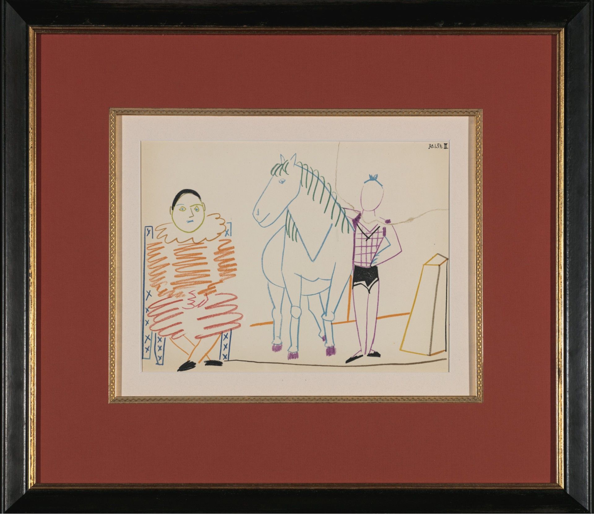 Пабло Пикассо (Графика печатная - 
                  26.5 x 35 см) Клоун, лошадь и гимнаст