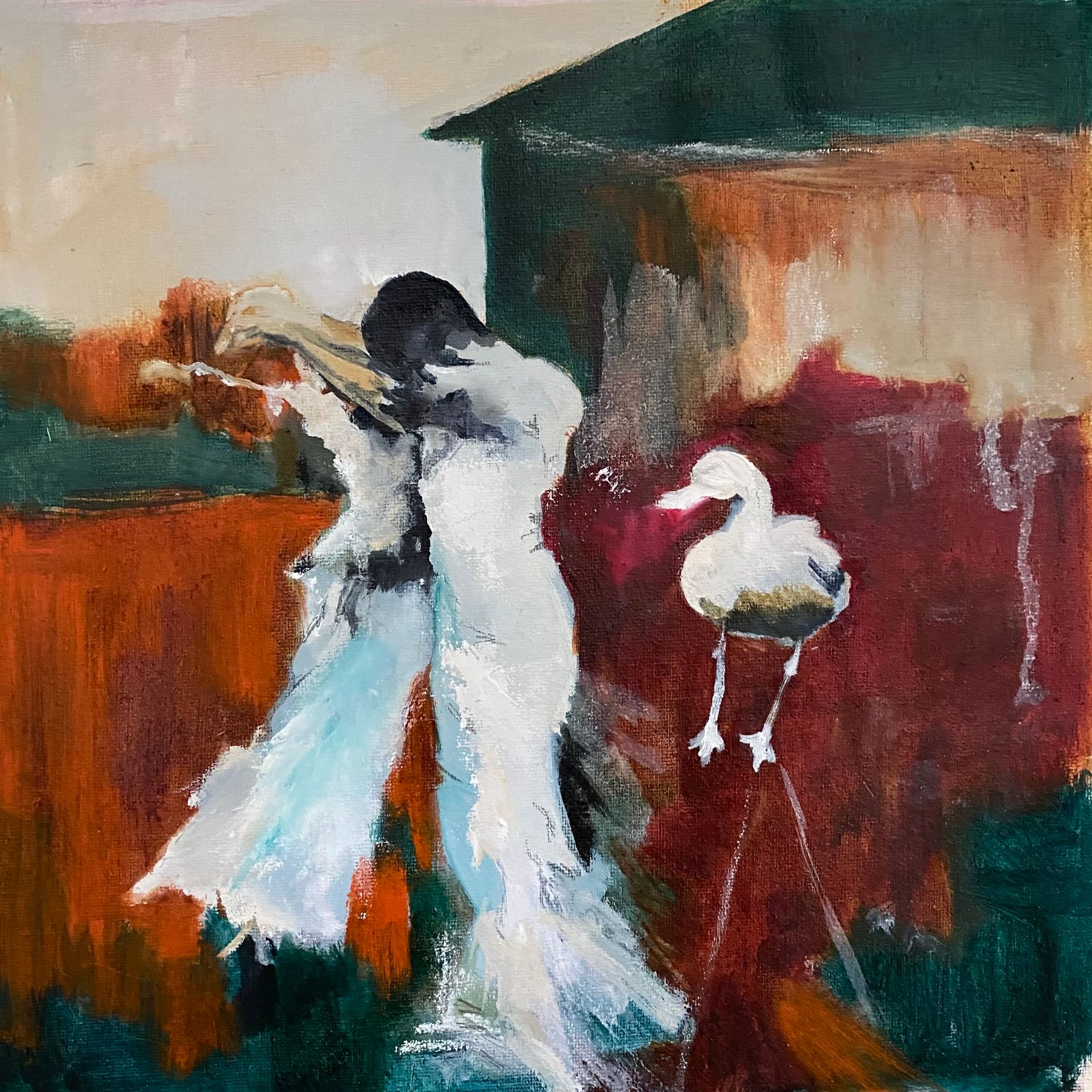 Елена Троянская (Картина, живопись - 
                  30 x 30 см) Незавершенный жест
